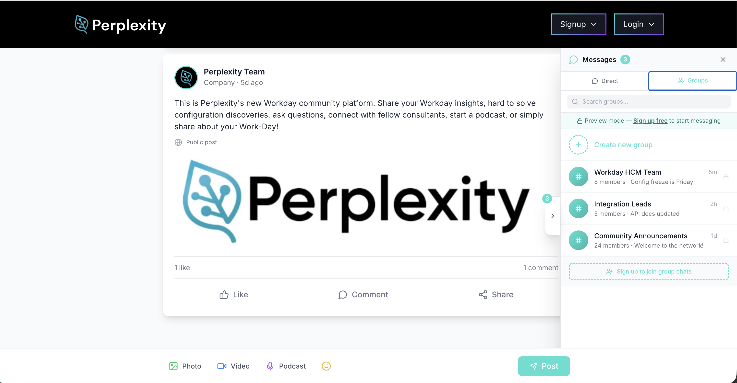 Community Connect platform screenshot